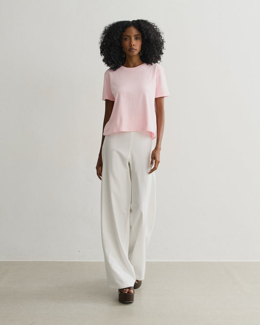 BLUSA CAMISETA MANGA CURTA ROSA CLARO
