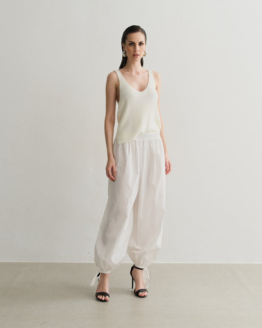 CALÇA BALLOON COM AMARAÇÃO BARRA OFF WHITE