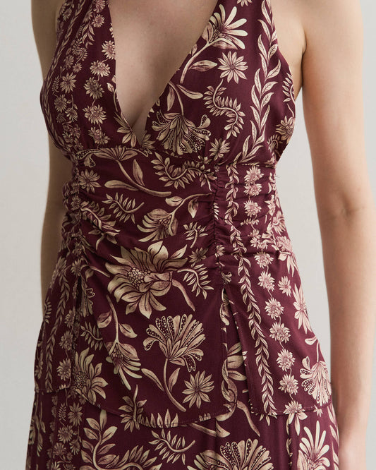 BLUSA  FRENTE ÚNICA ESTAMPA FLORAL VINHO