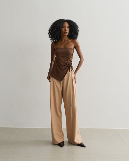 CALÇA ALFAIATARIA PREGAS BEGE