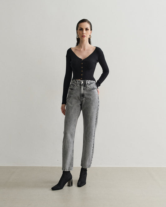 CARDIGAN TRICOT BOTÕES PRETO