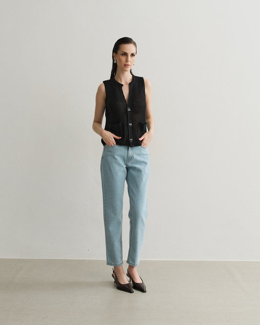 CALÇA JEANS MOM AZUL  CLARO