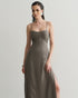 VESTIDO BUSTO ESTRUTURADO COM FENDA LATERAL ASFALTO (CINZA)