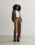 CALÇA WIDE LEG ALFAIATARIA XADREZ BEGE C/ MARROM