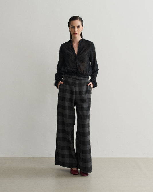CALÇA PANTALONA XADREZ PRETO
