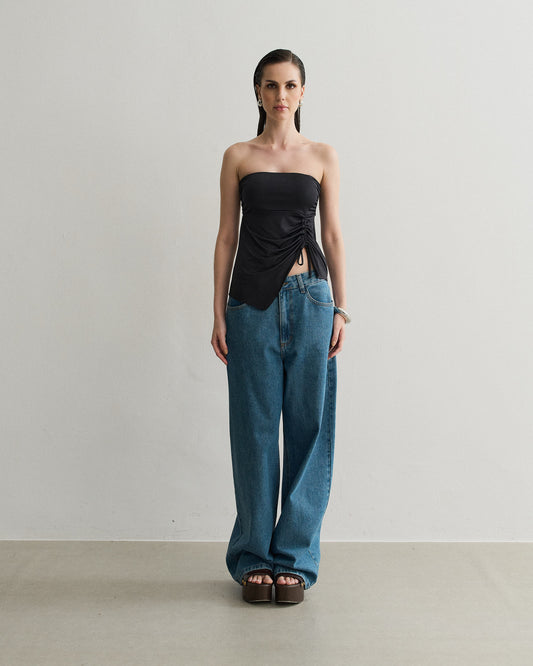 BLUSA TOMARA QUE CAIA FRANZIDA PRETO