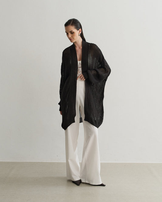BLUSA CARDIGAN ABERTO PRETO