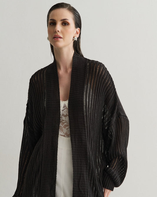 BLUSA CARDIGAN ABERTO PRETO