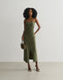 VESTIDO MIDI COM FRANZIDO LATERAL VERDE