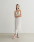 VESTIDO MIDI COM BABADOS NA BARRA OFF WHITE