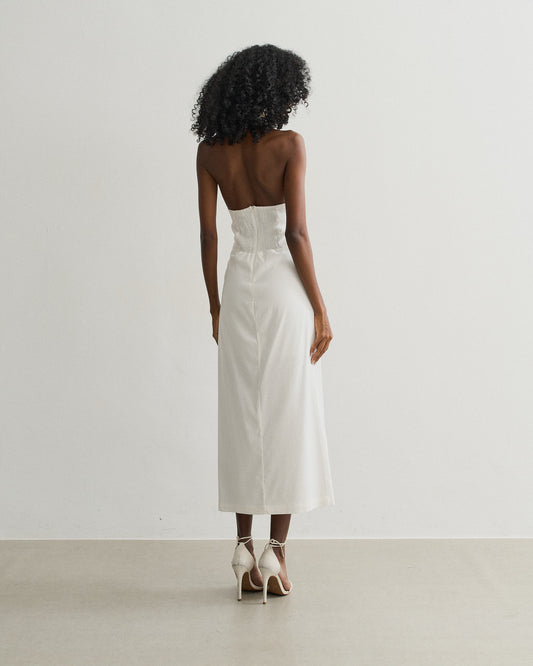 VESTIDO FRENTE U COM AVIAMENTO BUSTO OFF WHITE