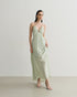 VESTIDO MIDI FRENTE U COM AMARRAÇÃO VERDE