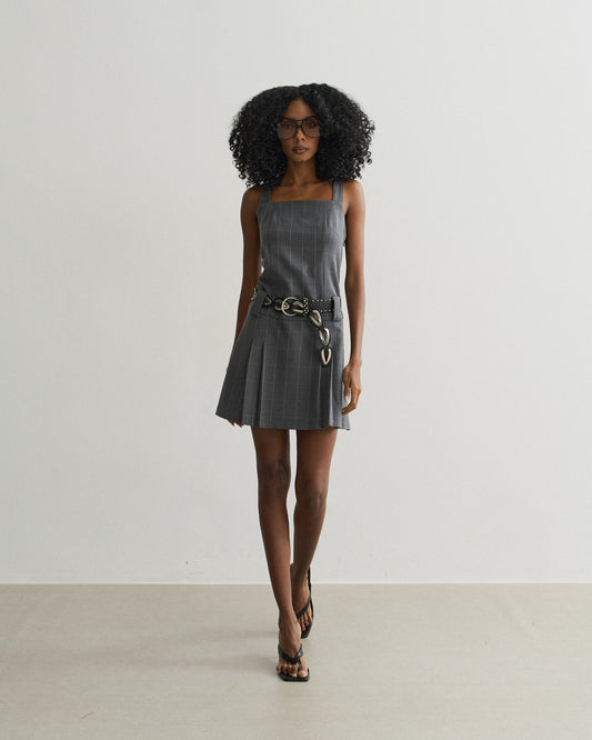 VESTIDO CINTURA BAIXA DARK MELANGE COM OFF (CINZA)