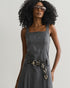 VESTIDO CINTURA BAIXA DARK MELANGE COM OFF (CINZA)