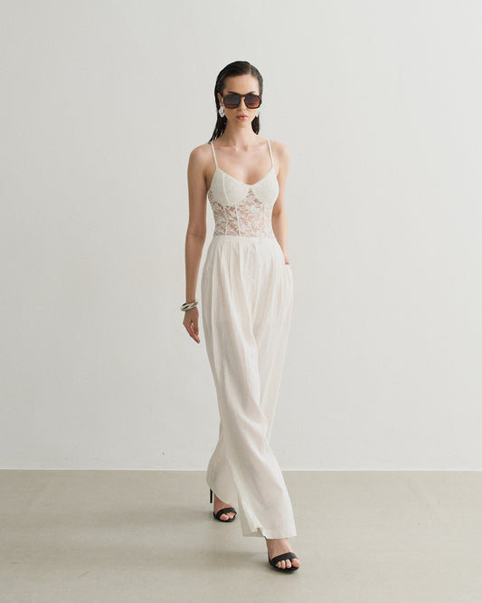 CALÇA PANTALONA PREGAS CÓS FINOS OFF WHITE