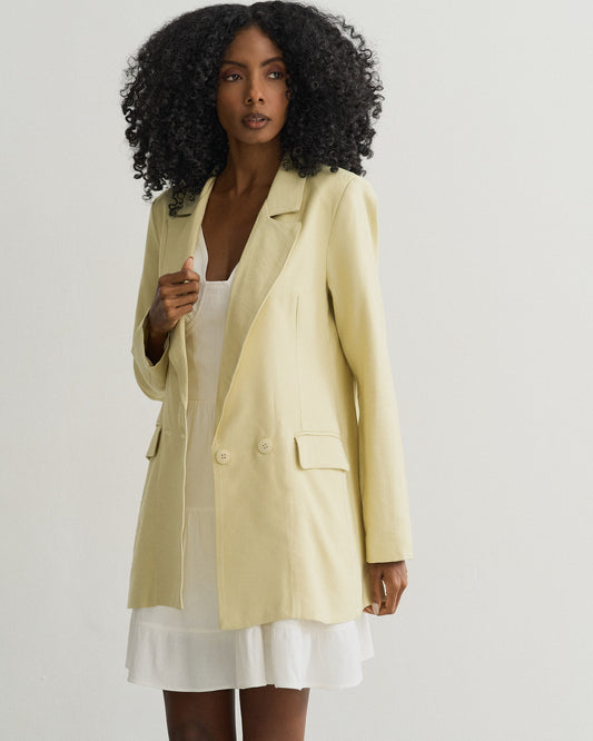 MAX BLAZER ALONGADO AVOCADO (AMARELO CLARO)