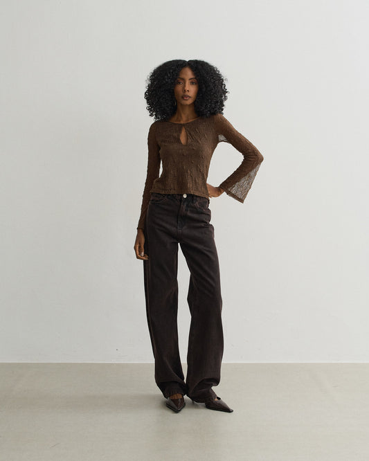CALÇA RETA JEANS DOURADO