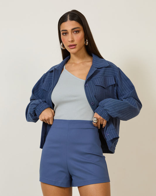 Shorts Alfaiataria Cintura Alta AZUL