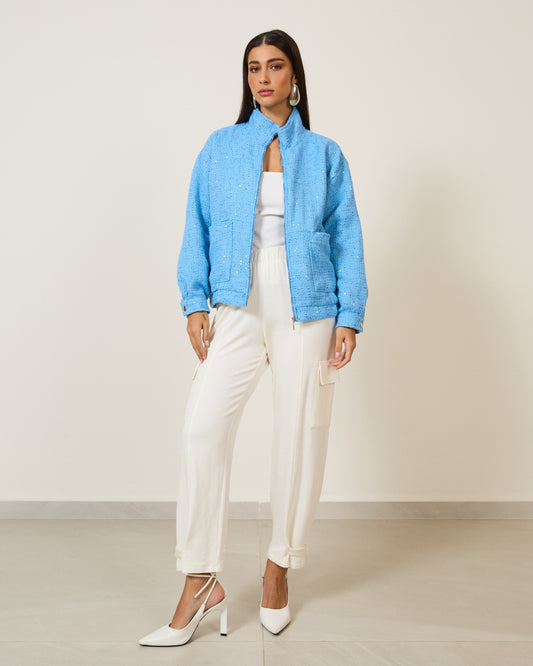 Jaqueta Tweed Oversized AZUL