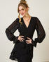 Vestido Curto Babados Manga Longa PRETO