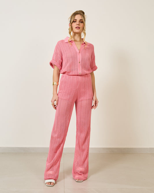 Calça Reta Tricot ROSA