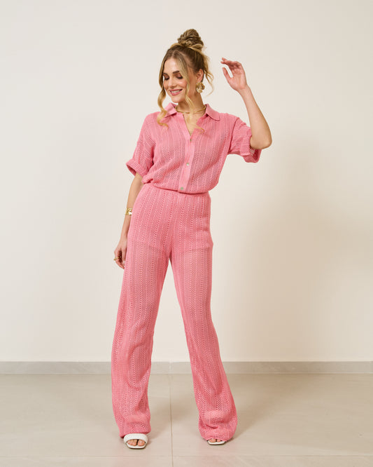 Calça Reta Tricot ROSA