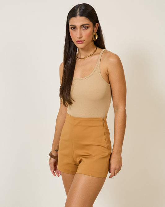 Shorts Alfaiataria Cintura Alta CARAMELO
