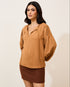 Blusa Viscolinho Manga Longa Bufante CARAMELO