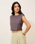 Blusa Cropped Alfaiataria com Ombreira CINZA
