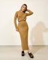 Saia Midi Tricot com Fenda CARAMELO