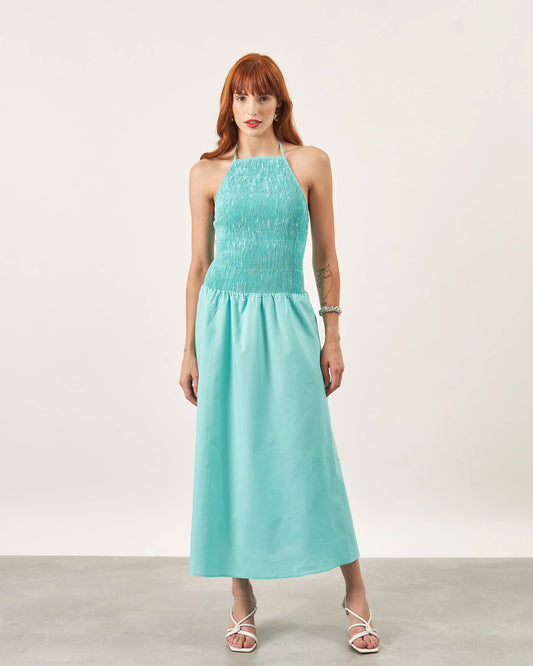 Vestido Frente Única Demi Verde AGUA