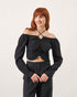 Blusa Manga Longa Drapeado PRETO