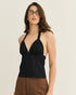 BLUSA MALHA FRENTE ÚNICA DECOTE V PRETO