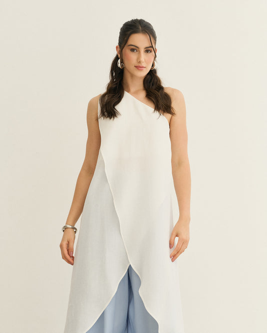 BLUSA  ALONGADA TÚNICA OMBRO SÓ OFF WHITE