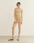 SHORTS SAIA CURTO RISCA DE GIZ CALCARIO (BEGE)
