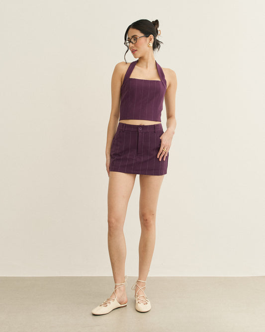 BLUSA FRENTE ÚNICA DECOTE QUADRADO ALBERGINE (UVA)