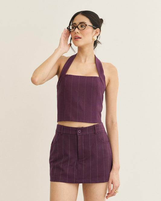 BLUSA FRENTE ÚNICA DECOTE QUADRADO ALBERGINE (UVA)