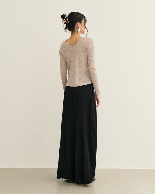 BLUSA CARDIGAN DECOTE V BEGE