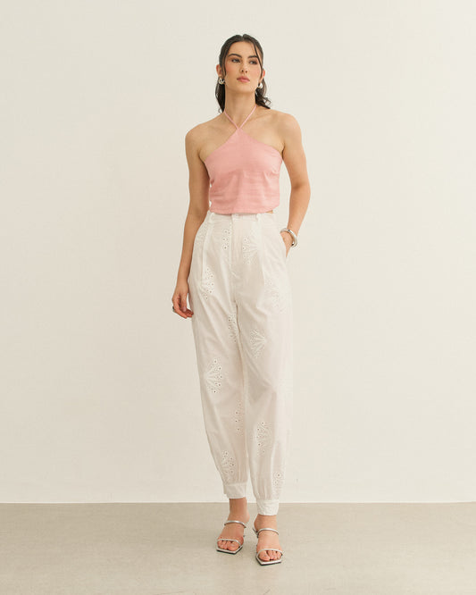 TOP BICO FRENTE U COM LASTEX ROSA