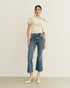 CALÇA FLARE CROPPED JEANS AZUL