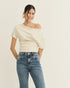 BLUSA CAMISETA OMBRO CAÍDO BEGE
