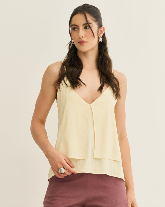 REGATA DUPLA SOBREPOSIÇÃO FRONTAL BUTTER YELLOW (AMARELO)