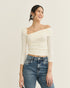 BLUSA MANGA LONGA DECOTE ASSIMÉTRICO PALHA (NATURAL)