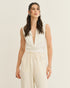 BLUSA SEM MANGAS COM DEGAGÊ LONGO OFF WHITE
