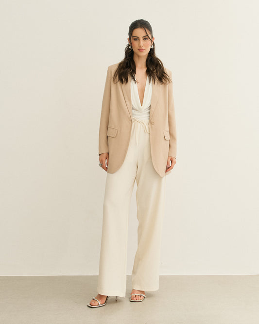 BLAZER OVERSIZED ALONGADO FENDA LATERAL COFFE LOTTE(MARROM)