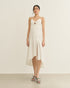 VESTIDO COM AMARRAÇÃO BARRA ASSIMÉTRICA OFF WHITE