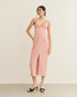 VESTIDO BUSTO FRANZIDO AMARRAÇÃO COSTAS ROSA