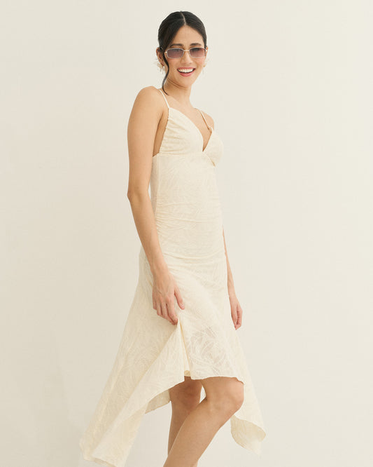 VESTIDO MIDI DECOTE MEIA TAÇA CRUDE (CRU)