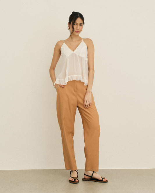 REGATA DECOTE V TRANSPARÊNCIA BABADO OFF WHITE