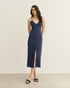 VESTIDO BUSTO FRANZIDO AMARRAÇÃO COSTAS AZUL